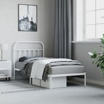 vidaXL Cadre de lit métal avec tête de lit blanc 90x200 cm