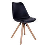 Chaise de table à manger en cuir noir à pieds en bois