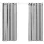 vidaXL Rideaux occultants aspect lin avec crochets 2Pièces Gris 140x175cm