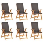 vidaXL Salon de jardin 7 Pièces avec coussins Bois de teck massif Gris