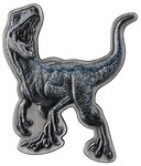 VELOCIRAPTOR SHAPED JURASSIC WORLD 2 onces argent Antique monnaie 5 Dollars Dollars Niue 2021