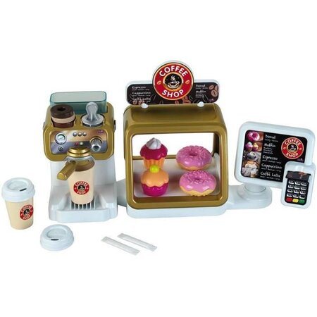 COFFEE SHOP - Bar a Café - Ecran Tactile et Lecteur de Cartes (6 Sons) - Ecoulement d'eau et Accessoires