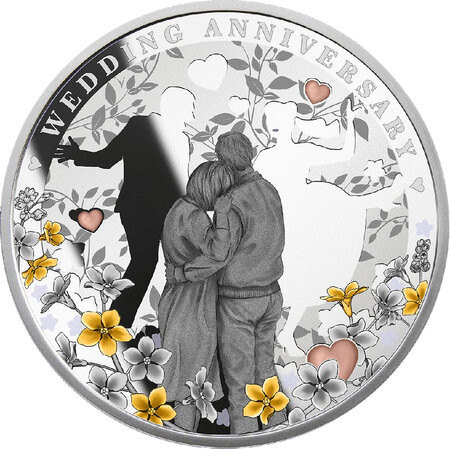 Pièce de monnaie en Argent 1 Dollar g 17.50 Millésime 2023 WEDDING ANNIVERSARY
