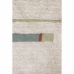 Tapis lavable en coton - beige avec lignes vert et bleu - 90 x 130 cm