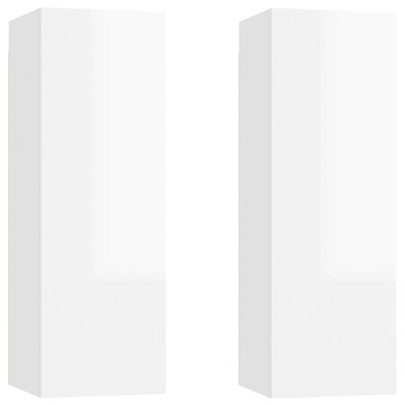 vidaXL Meubles TV 2 Pièces Blanc brillant 30 5x30x90 cm Aggloméré
