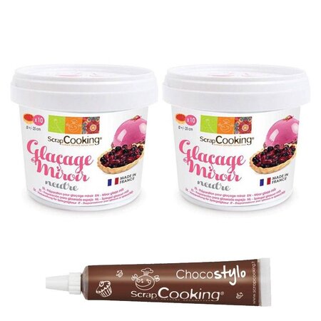 Préparation glaçage miroir neutre 440 g + 1 stylo chocolat