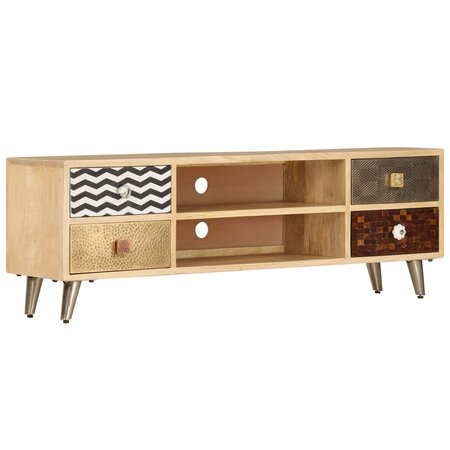 vidaXL Meuble TV 120 x 30 x 40 cm Bois massif de manguier
