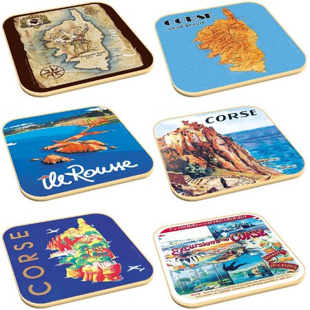 Lot de 6 sous-verre corse