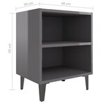 vidaXL Table de chevet avec pieds en métal Gris brillant 40x30x50 cm