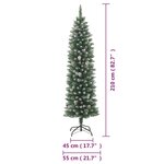 vidaXL Sapin de Noël artificiel mince avec support 210 cm PVC
