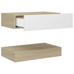vidaXL Table de chevet Blanc et chêne sonoma 60x35 cm Aggloméré