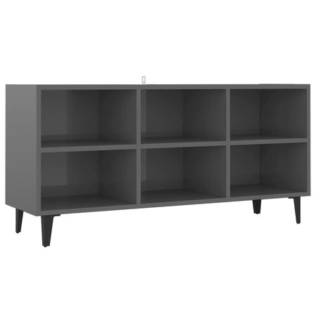 vidaXL Meuble TV avec pieds en métal Gris brillant 103 5x30x50 cm
