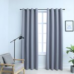 vidaXL Rideaux occultants avec anneaux en métal 2 Pièces Gris 140x225 cm