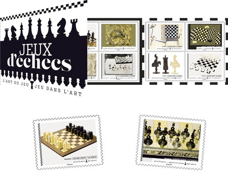 Carnet 12 timbres - Jeux d'échecs - Lettre verte