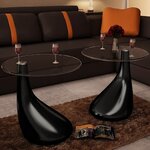 vidaXL Table basse et dessus de table Verre rond Noir brillant 2 Pièces