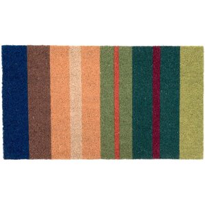 Paillasson déco en fibres de coco 70 x 40 cm rayures