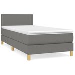 vidaXL Lit à sommier tapissier et matelas Gris foncé 90x190 cm Tissu