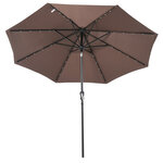 Parasol lumineux octogonal inclinable Ø 2 67 x 2 4H m parasol LED solaire métal polyester haute densité 180 g/m² chocolat