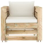 vidaXL Salon de jardin 2 Pièces avec coussins vert bois imprégné