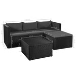 vidaXL Salon de jardin 3 Pièces Résine tressée Noir et gris