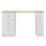 Bureau table poste de travail informatique avec 3 tiroirs 120 cm blanc et bois