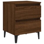 vidaXL Tables de chevet pieds en métal 2 Pièces Chêne marron 40x35x50 cm