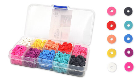 Perles plates Heishi 10 Couleurs vives 1 500 pièces
