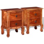 vidaXL Tables de chevet avec tiroirs 2 Pièces Bois d'acacia massif