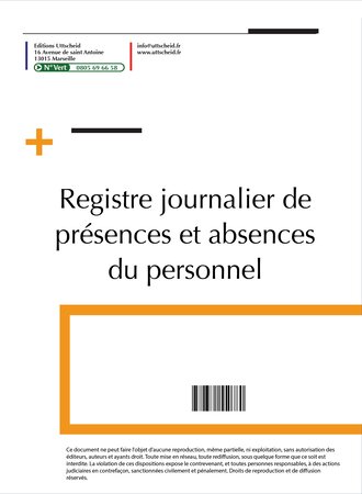 Registre journalier présences et des absences du personnel uttscheid