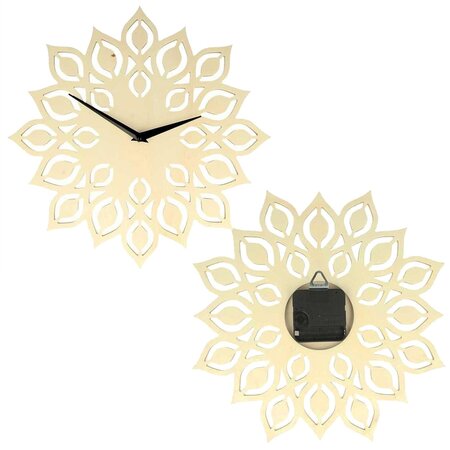2 horloges en bois fleur Ø 30 cm