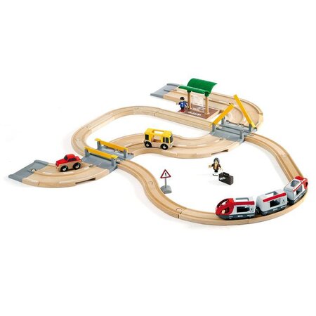 Brio World Circuit Correspondance Train / Bus - Coffret 33 pieces - Circuit de train en bois - Ravensburger - Des 3 ans - 33209