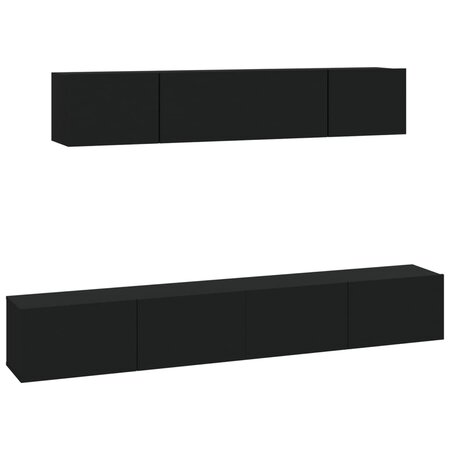 vidaXL Ensemble de meubles TV 4 Pièces Noir Bois d'ingénierie