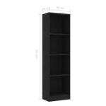 vidaXL Bibliothèque à 4 niveaux Noir 40x24x142 cm Aggloméré