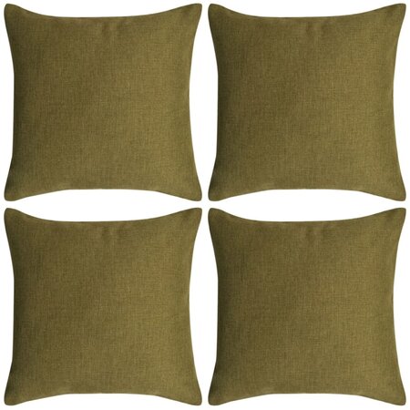 vidaXL Housses de coussin 4 Pièces Aspect de lin Vert 50x50 cm
