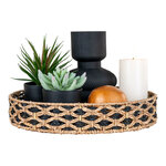 Plateau rond en jonc de mer noir et marron Ø 38 cm