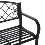 Banc de jardin 2 places style néo-rétro fer forgé motif fleurs de lys dim. 128L x 50l x 91H cm métal époxy noir