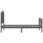 vidaXL Cadre de lit avec tête de lit gris 90x190 cm bois massif