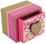 Boite Compartiment en bois coeur 10 x 7 5  H 8.3cm
