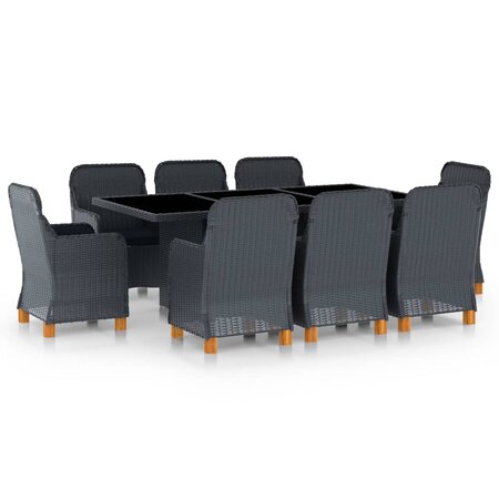 vidaXL Mobilier à dîner 9 Pièces avec coussins Résine tressée Gris foncé