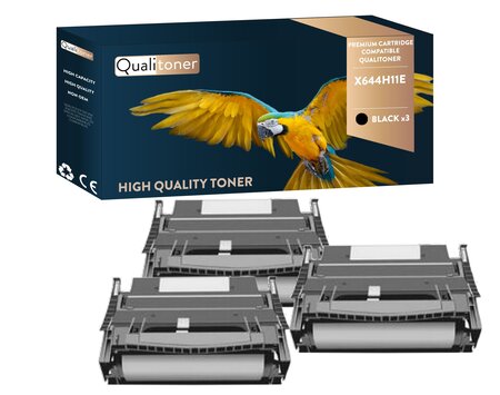 Qualitoner lot de x3 toners lot de x644h11e noir compatible pour lexmark