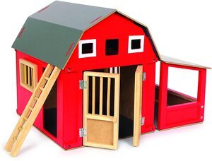 Grange Compacte En Bois Avec Toit Amovible Et Accessoires De La Ferme 32 X 24 X 25 Cm