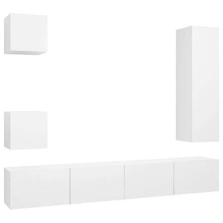 vidaXL Ensemble de meuble TV 5 Pièces Blanc Aggloméré