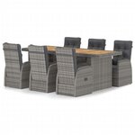 vidaXL Mobilier à dîner jardin 7 Pièces avec coussins Résine tressée Gris