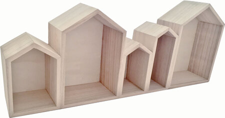 Bloc étagère en bois Maison 5 compartiments