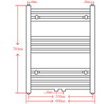 vidaXL Sèche-serviettes eau chaude à rails droits noir 600x764 mm