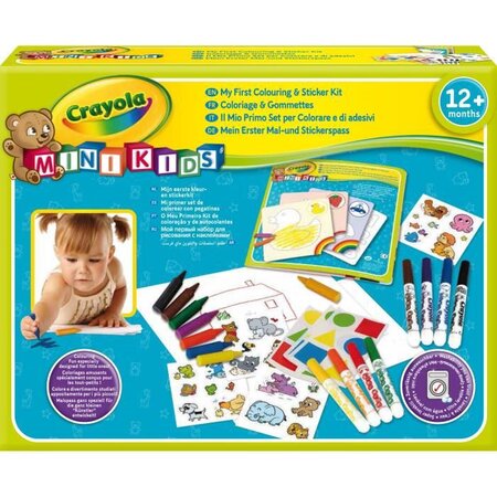 Crayola - Mini Kids - Mon premier coffret de coloriage et de gommettes - Coloriage pour enfant et tout petit