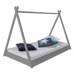 Lit Tipi Enfant 90x200 Tissu gris étoilé