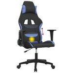 vidaXL Chaise de jeu de massage Noir et bleu Tissu