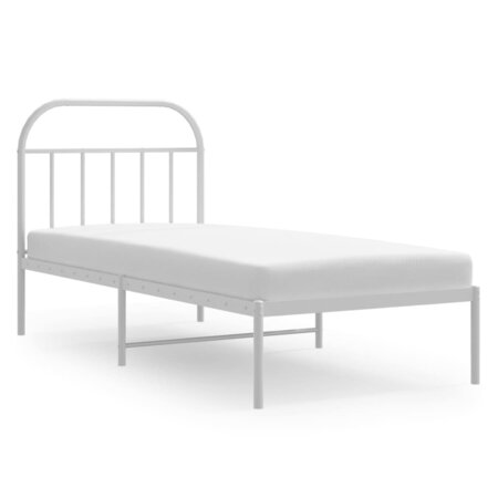 vidaXL Cadre de lit métal avec tête de lit blanc 90x200 cm