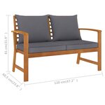 vidaXL Banc de jardin et coussin gris foncé 120cm Bois solide d'acacia